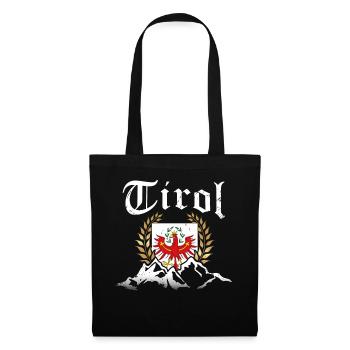 Tirol Tiroler Adler Wappen und Berge Retro Look - Stoffbeutel - Schwarz - Vorne