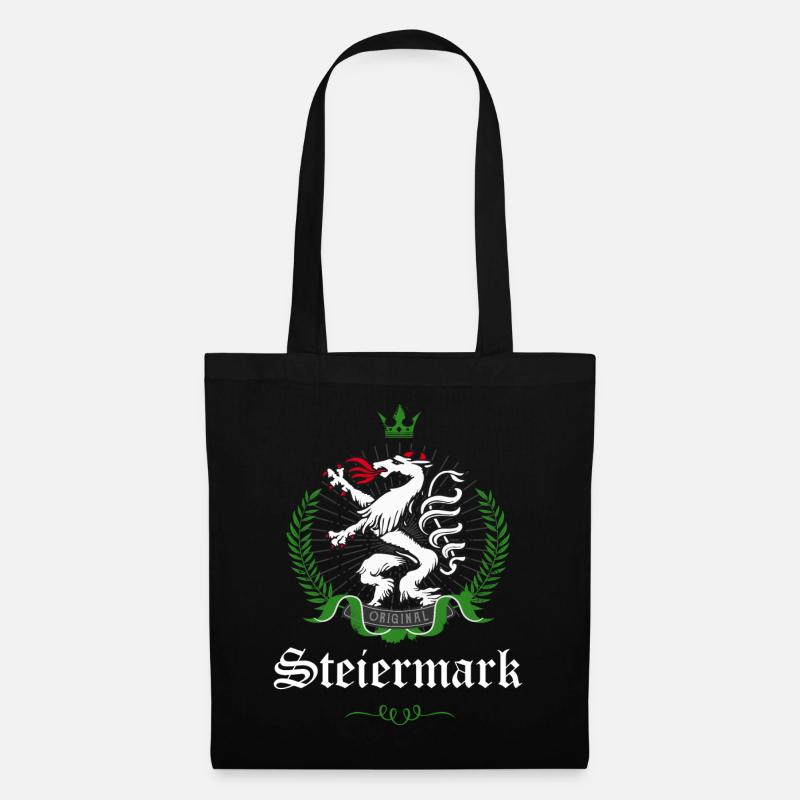 Steiermark Original Wappen Panther Lorbeerkranz - Stoffbeutel - Schwarz