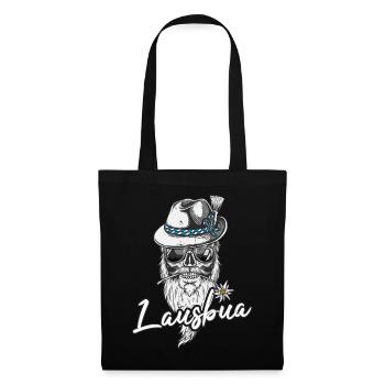 Lausbua Bayern Tracht Totenkopf cool - Stoffbeutel - Schwarz - Vorne
