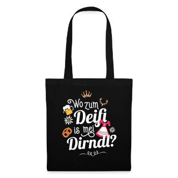Damen Trachtenshirt Tracht Frauen Deifi Mei Dirndl - Stoffbeutel - Schwarz - Vorne