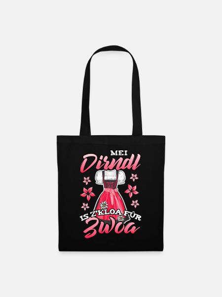 Mei dirndl is z kloa für Zwoa Tracht Schwangere - Stoffbeutel - Schwarz