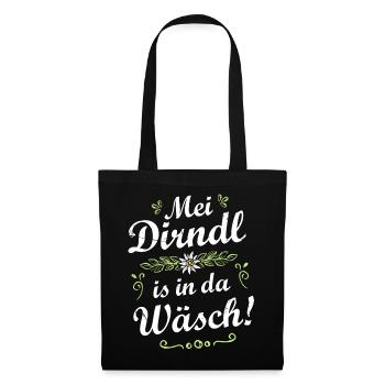 Mei Dirndl is in da Wäsch - Stoffbeutel - Schwarz - Vorne