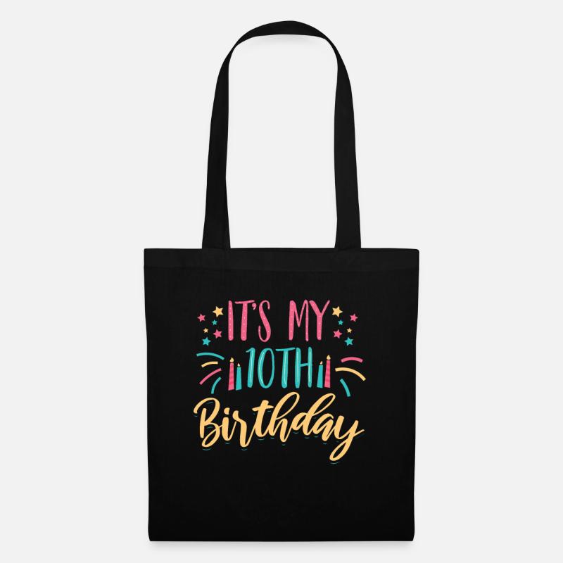10 Geburtstag Geschenkidee 10 Jahre Geschenk - Stoffbeutel - Schwarz