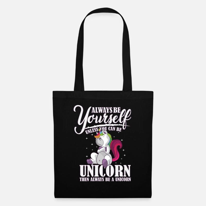 Sei immer du selbst, oder sei ein Einhorn Unicorn - Stoffbeutel - Schwarz