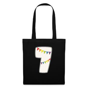 7 birthday 7 years number 7 girl rainbow - Tote Bag - black - Front