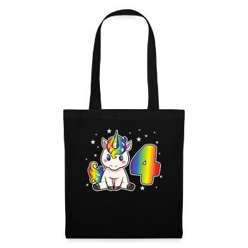 Unicorn 4 Birthday 4 Years Rainbow Girl - Tote Bag - black - Front
