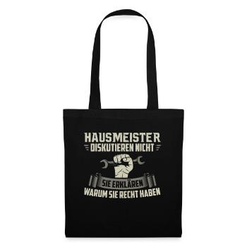 Hausmeister Hauswart Facility-Manager Geschenk - Stoffbeutel - Schwarz - Vorne