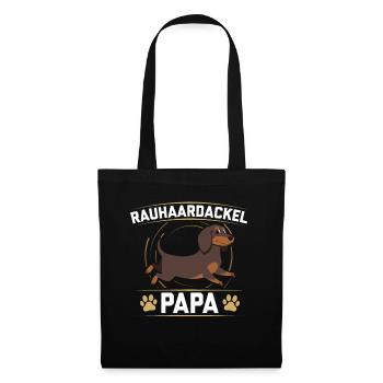 Rauhaardackel Papa Hund Hundebesitzer Geschenk - Stoffbeutel - Schwarz - Vorne