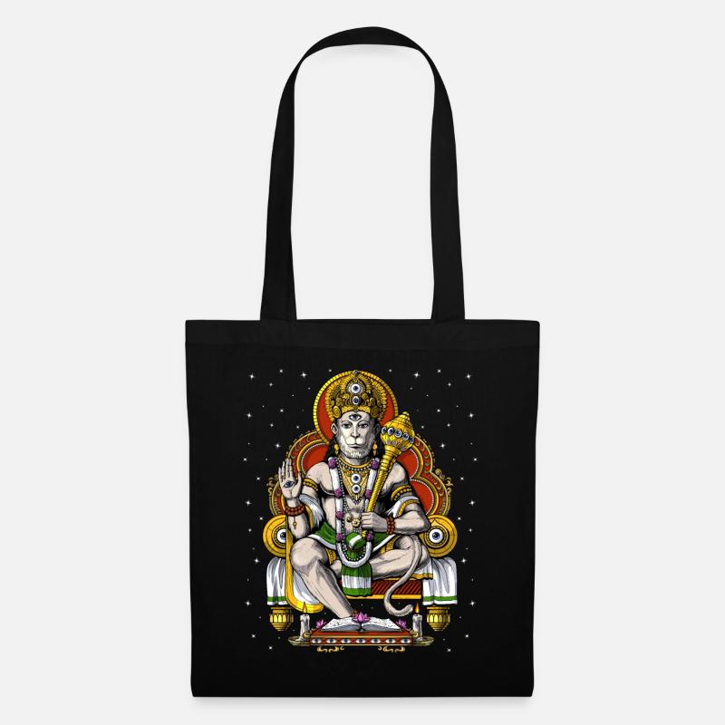 Psychedelischer Hindu-Gott Hanuman - Stoffbeutel - Schwarz