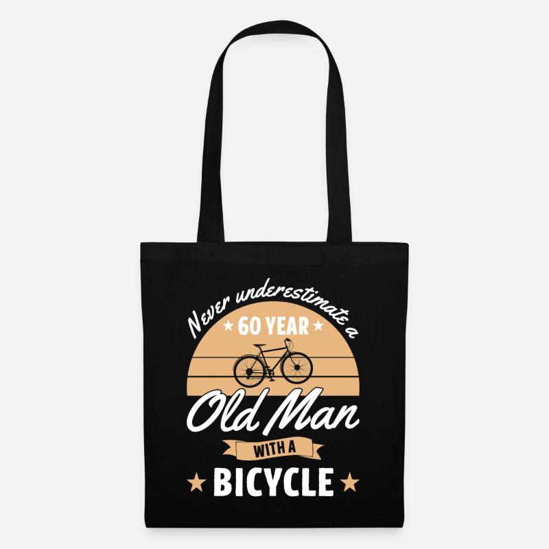 Never underestimate a 60 year old man with bicycle - Tote Bag - black