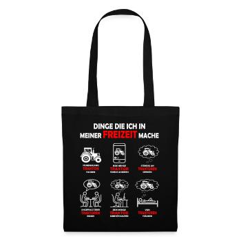 Dinge die ich in meiner Freizeit mache Traktoren - Stoffbeutel - Schwarz - Vorne