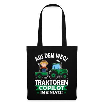 Aus dem Weg Traktoren Copilot Landwirt im Einsatz - Stoffbeutel - Schwarz - Vorne