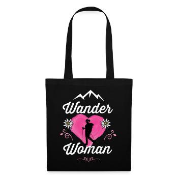 Wander Woman Geschenk Wanderer Bergsteiger Berge - Stoffbeutel - Schwarz - Vorne