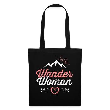 Wander Woman Berge Wanderer Wandern Geschenk Frau - Stoffbeutel - Schwarz - Vorne
