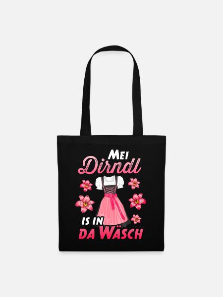 Tshirt Damen Mei Dirndl is in da Wäsch - Stoffbeutel - Schwarz