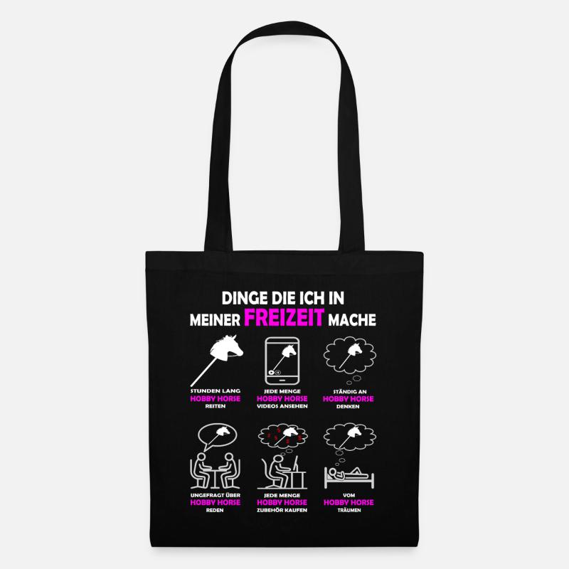 Dinge die ich in meiner Freizeit mache Hobby Horse - Stoffbeutel - Schwarz