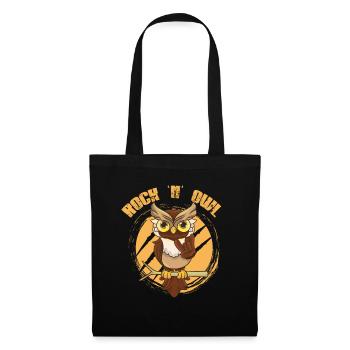 Hibou Rock’n’Owl comme Rock n Roll Born to be Rock - Sac en tissu - noir - Devant