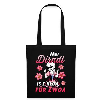 Mei Dirndl is z kloa für Zwoa Damen Trachten Shirt - Stoffbeutel - Schwarz - Vorne