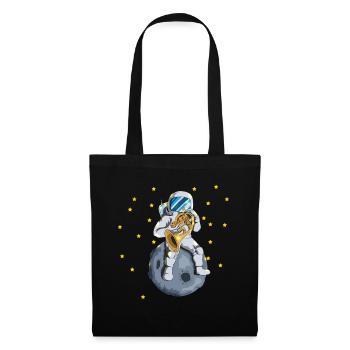 Astronaut Mond Universum Sterne Waldhorn Blasmusik - Stoffbeutel - Schwarz - Vorne