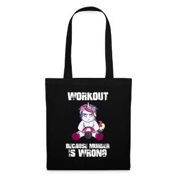 Training Workout Einhorn Laune lustiger Spruch - Stoffbeutel - Schwarz - Vorne