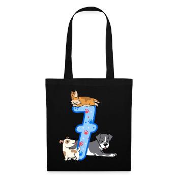 7. Geburtstag Junge Hunde Outfit 7 Jahre Alt - Stoffbeutel - Schwarz - Vorne