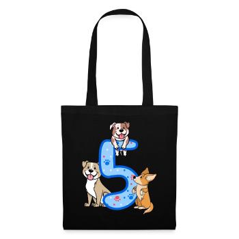 5. Geburtstag Junge Hunde Outfit 5 Jahre Alt Welpe - Stoffbeutel - Schwarz - Vorne