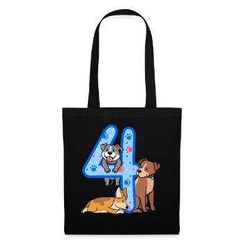 4. Geburtstag Junge Hunde Outfit 4 Jahre Alt Welpe - Stoffbeutel - Schwarz - Vorne