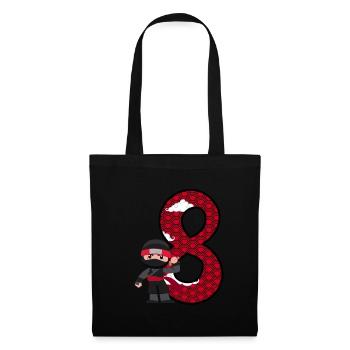 8. Geburtstag Junge Ninja 8 Jahre Ninja Kostüm - Stoffbeutel - Schwarz - Vorne