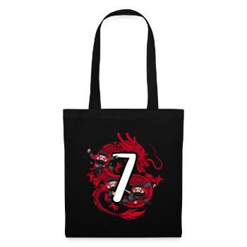 7. Geburtstag Junge 7 Jahre Ninja Drache Kostüm - Stoffbeutel - Schwarz - Vorne