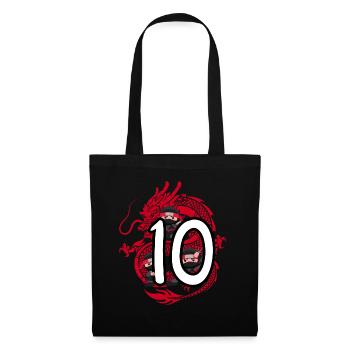 10. Geburtstag Junge 10 Jahre Ninja Drache Kostüm - Stoffbeutel - Schwarz - Vorne