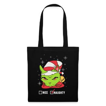Chat de Noël vert effronté Noël - Sac en tissu - noir - Devant