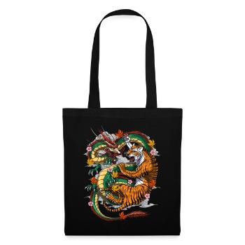 Tigre dragon japonais - Sac en tissu - noir - Devant