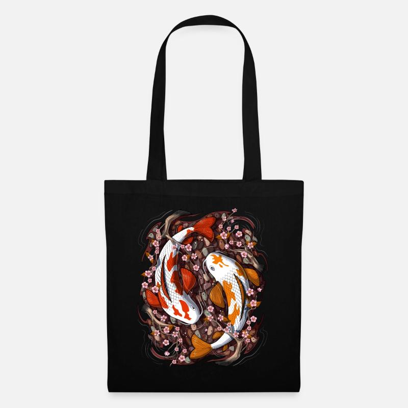 Koi Fish Cherry Blossom - Tote Bag - black
