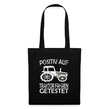 Witzige Landwirtschat, Bauer & Traktor Motive - Stoffbeutel - Schwarz - Vorne