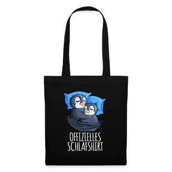 Offizielles Schlafshirt Pinguin Schlafanzug Spruch - Stoffbeutel - Schwarz - Vorne