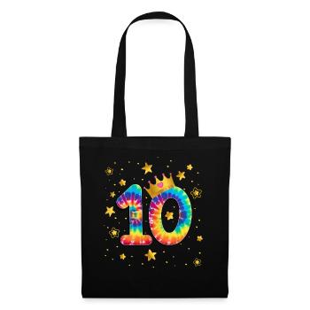 Teinture d’anniversaire colorée 10 ans filles 10. - Sac en tissu - noir - Devant