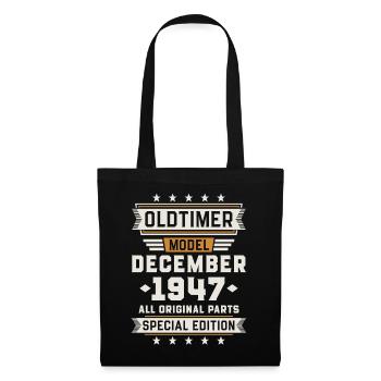 Oldtimer December 1947 Geburtstag Geschenk - Stoffbeutel - Schwarz - Vorne