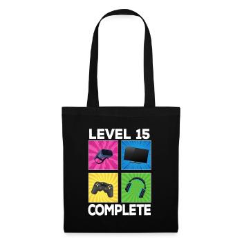 Level 15 complete 2007 Game 15th Birthday - Tote Bag - black - Front