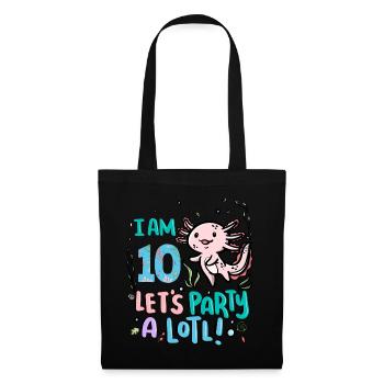 10ème anniversaire Axolotl Je Suis 10 Fête A Lotl - Sac en tissu - noir - Devant