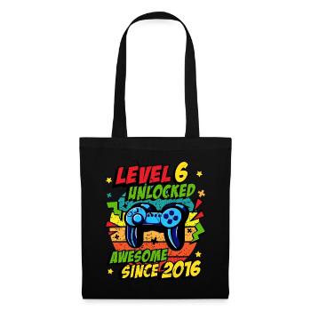 Level 6 Freigeschaltet 2016 Game 6. Geburtstag - Stoffbeutel - Schwarz - Vorne