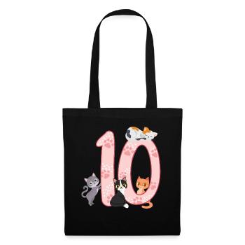 10th Birthday Girl Cat - Tote Bag - black - Front