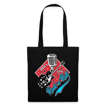 Rockabilly Gitarre Rock'n'Roll Musik Rocker - Stoffbeutel - Schwarz - Vorne