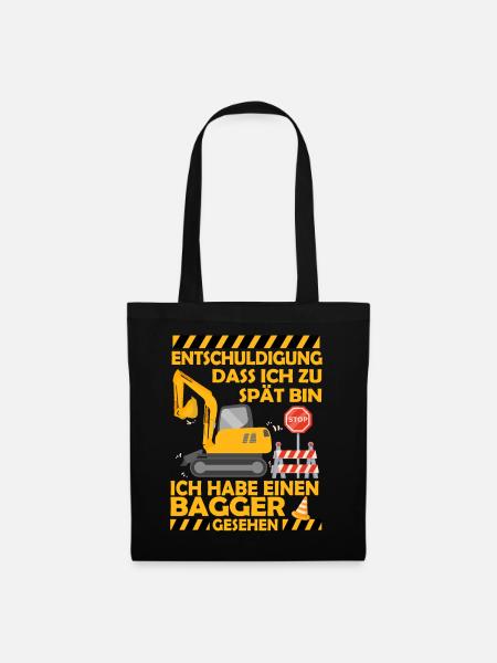 Ich habe einen Bagger gesehen Kinder Baustelle - Stoffbeutel - Schwarz