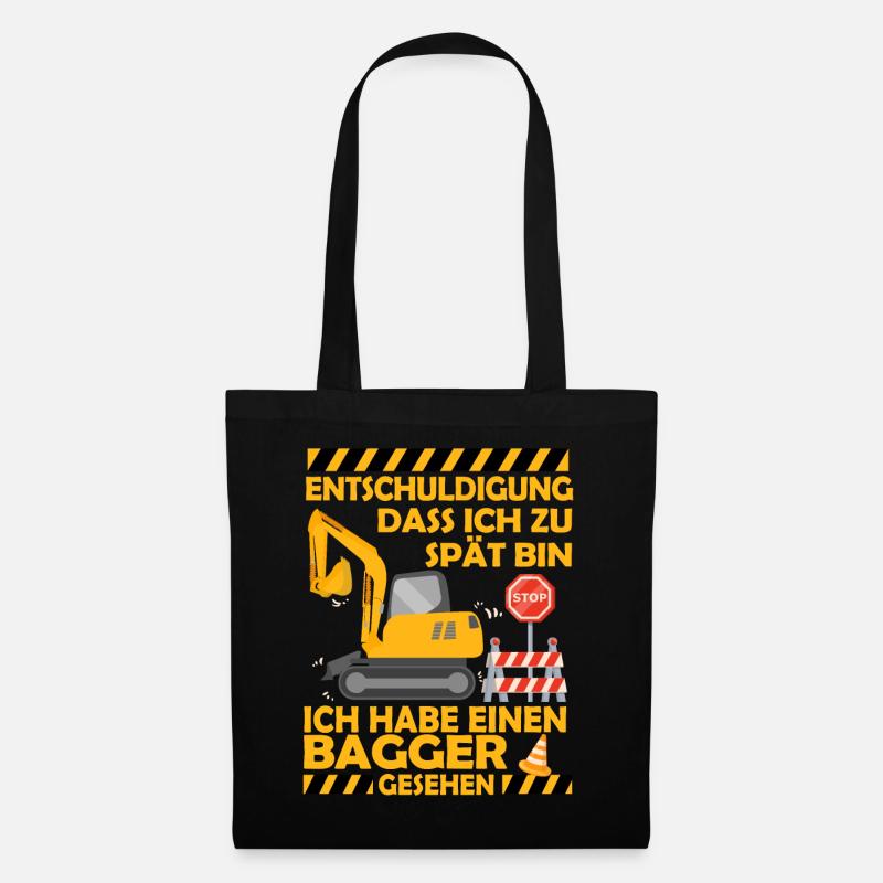 Ich habe einen Bagger gesehen Kinder Baustelle - Stoffbeutel - Schwarz