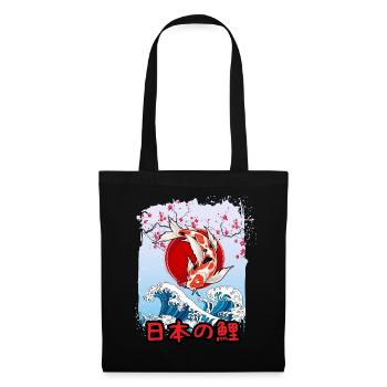 Japanischer Koi Karpfen angler - Stoffbeutel - Schwarz - Vorne