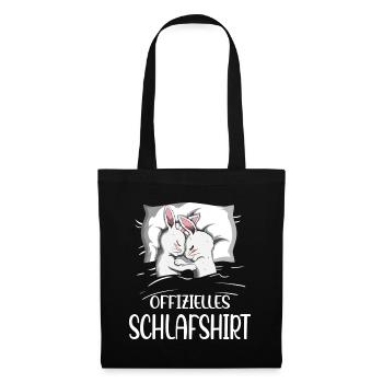 Hase Kaninchen Pyjama Offizielles Schlafshirt - Stoffbeutel - Schwarz - Vorne