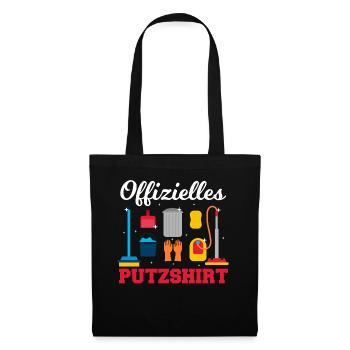 Offizielles Putzshirt Sauber machen aufräumen - Stoffbeutel - Schwarz - Vorne