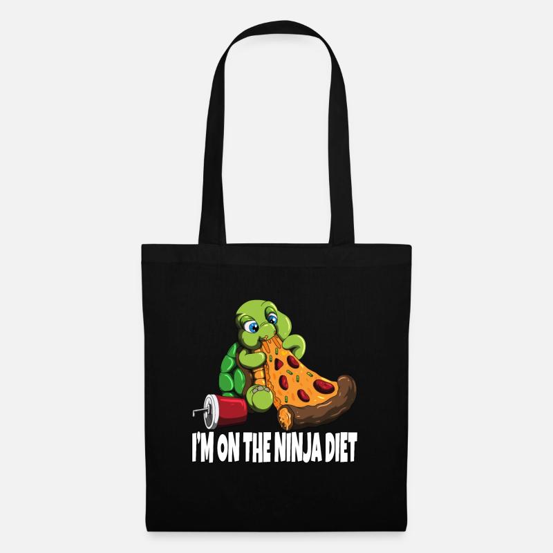Pizza Turtle Fun Funny Diets Design - Sac en tissu - noir