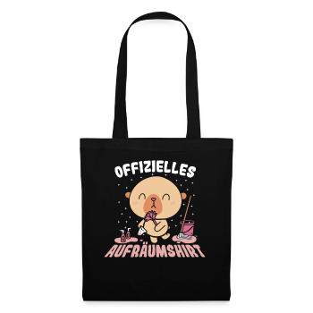 Offizielles Aufräumshirt Putzen Säubern reinigen - Stoffbeutel - Schwarz - Vorne