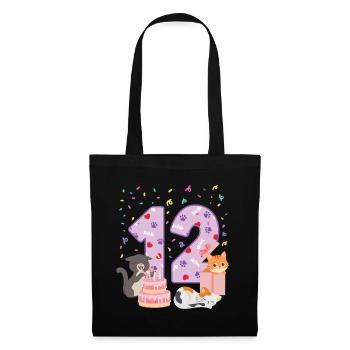 12ème anniversaire Girl Cats Outfit 12 ans - Sac en tissu - noir - Devant
